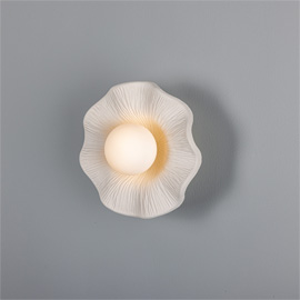 Rivale Matt White Striped Wall Light